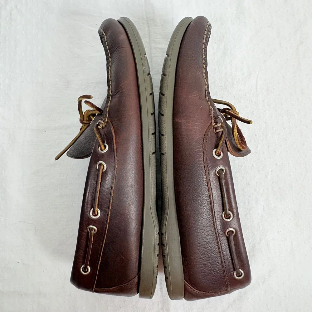 G.H. Bass Colburn Brown Leather Moccasins Boat Shoes Mens 10 D Loafers Preppy